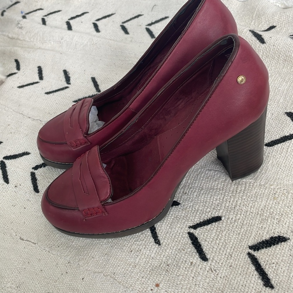 Bass Kaylin Burgundy Leather Penny Loafer w/Slight Platform 3.75 Heel Size 9B - Picture 9 of 11